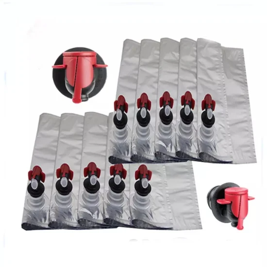 Vino tinto de alta calidad/aceite/agua/jugo de detergente bolsa de válvula de papel de aluminio en caja para líquido con válvula de grifo1l 2L 3L 5L 10L 20L 22L 25L 50L 220L