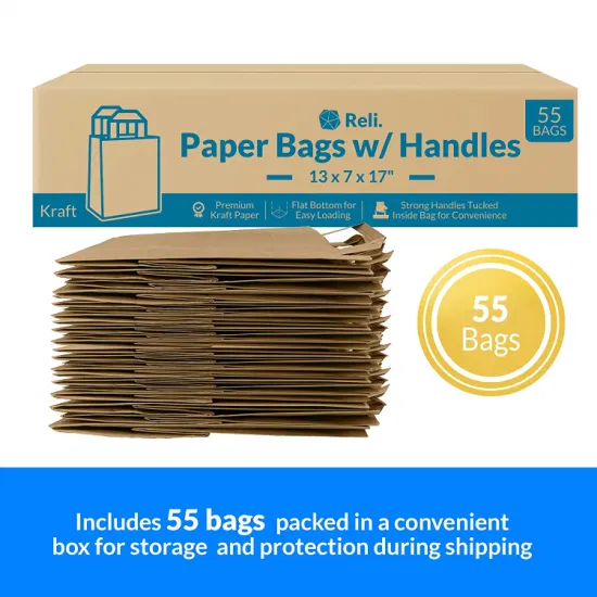 Bolsa de papel biodegradable de fondo cuadrado para compras de regalo, bolsa de papel Kraft marrón