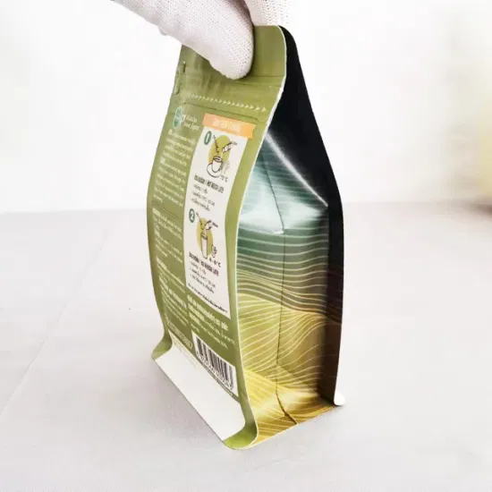Bolsa biodegradable impresa personalizada, embalaje de té/bolsa de café/embalaje de lados de refuerzo de fondo plano